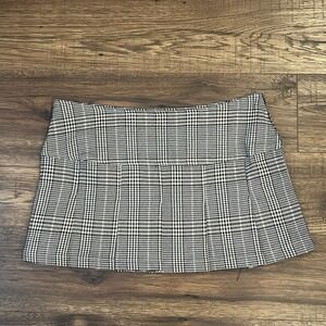 Brown Plaid Pleated Micro Mini Skirt Sz Medium Low Rise Coquette‎ Y2K Inspired